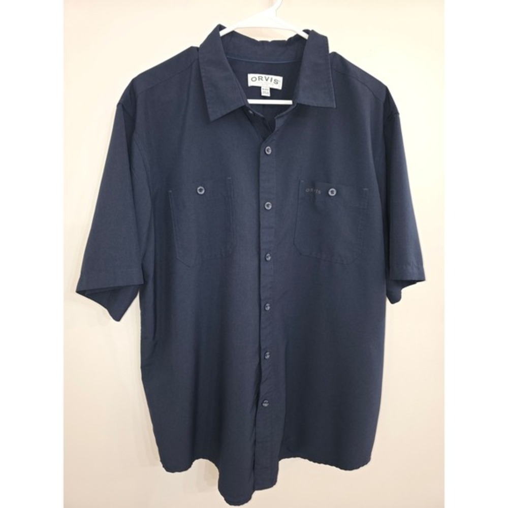 Orvis‎ Button Up Shirt Short Sleeve Fishing Work Utility Hiking Mens XL Dri-Fit